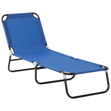 Outsunny Portable Folding Sun Lounger With 5-position Adjustable Backrest Relaxer Recliner With Lightweight Frame Great For Pool Or Sun Bathing Blue