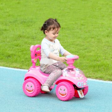 Aiyaplay Foot To Floor Oddler Ride On Toy W/ Music, Light, Horn, Under Seat Storage, Anti-over-backwards Device, Pink