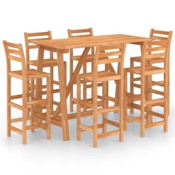 Vidaxl 7 Piece Outdoor Bar Set Solid Acacia Wood