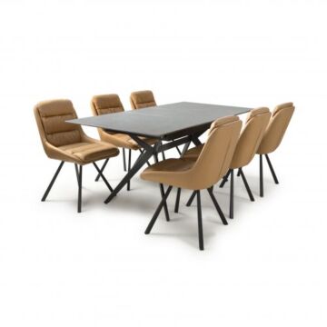 Timor Extending Grey & 6 Arnhem Tan Dining Set