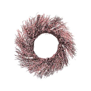 Door Wreath Pink Handmade Decorative Artificial Flower Round 50 Cm Table Wall Décor Traditional Rustic Style Beliani