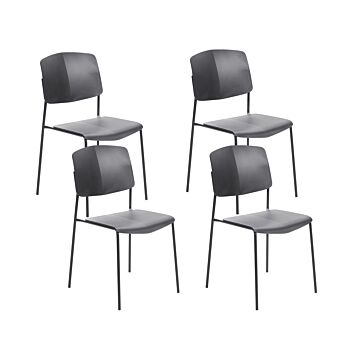 Set Of 2 Dining Chairs Black Plastic Contemporary Modern Design Dining Room Seating Beliani