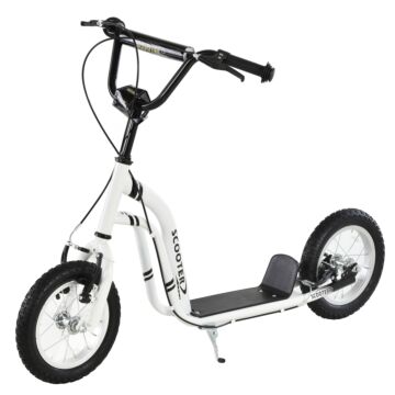 Homcom Youth Scooter Front And Rear Caliper Dual Brakes 12-inch Inflatable Front Wheel Ride On Toy For Age 5+
