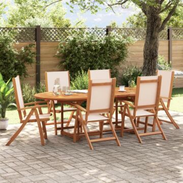 Vidaxl Folding Garden Chairs 6 Pcs Solid Wood Acacia And Textilene