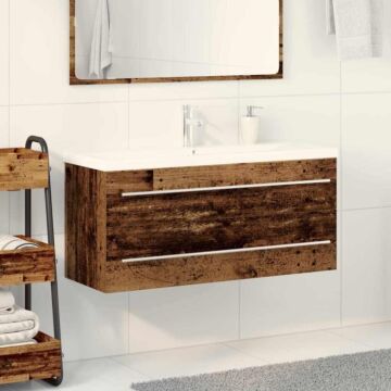 Vidaxl Bathroom Sink Cabinet With Built-in Basin Old Wood Engineered Wood