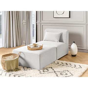 Chaise Lounge Off White Corduroy Jumbo Cord Upholstered Two Piece Modern Design Beliani