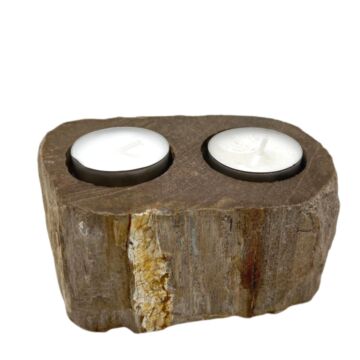 Petrified Wood Tealight Holder - Double