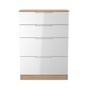 Milan 4 Drawer Deep Chest In White & Bardolino Oak