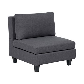 1-seat Section Dark Grey Fabric Upholstered Armchair With Cushion Module Piece Modular Sofa Element Beliani