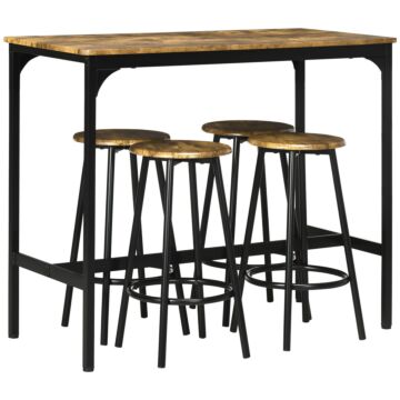 Homcom Five-piece Industrial-style Bar Table Set - Brown/black