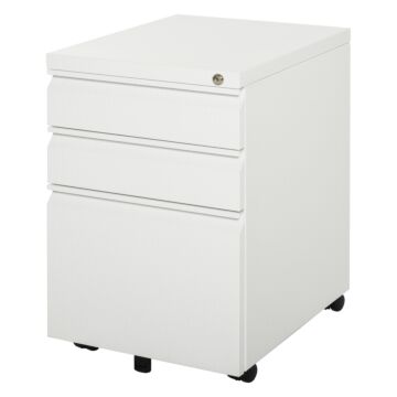 Vinsetto Mobile Vertical File Cabinet Lockable Metal Filling Cabinet With 3 Drawers And Anti-tilt Design