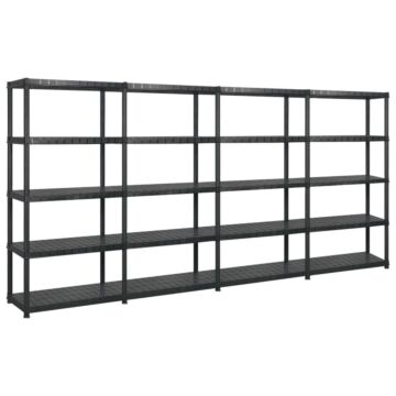 Vidaxl Storage Shelf 5-tier Black 340x40x185 Cm Plastic