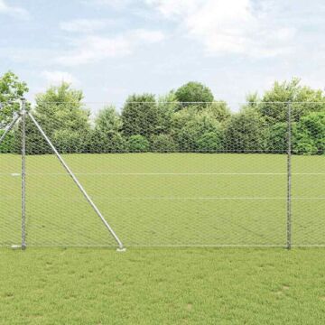 Vidaxl Hexagon Fence 1.5x50 M Galvanised Steel, Vidaxl Fence Posts With Spike 13 Pcs Ø32 Mm 170 Cm Galvanised Steel