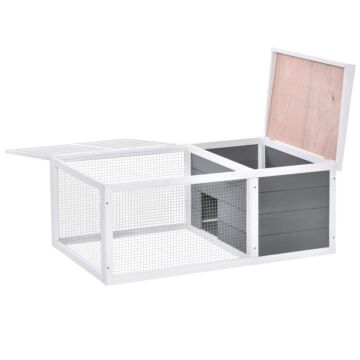 Pawhut Indoor Outdoor Wooden Rabbit Hutch Small Animal Cage Pet Run Cover, With Uv-resistant Asphalt Roof And Water-repellent Paint