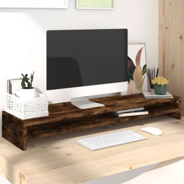 Vidaxl Monitor Stand Smoked Oak 100x24x13 Cm Engineered Wood