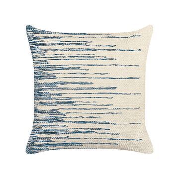 Decorative Cushion Beige And Blue Cotton 45 X 45 Cm Boho Design Decor Accessories Beliani