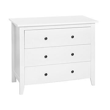 3- Drawer Sideboard White Cabinet Chest Of Drawers Bedroom Living Room Modern Minimalistic Beliani