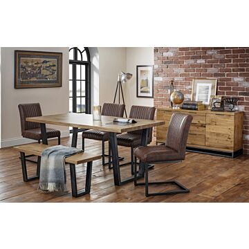 Brooklyn Dining Chair - Brown Faux Leather & Square Gunmetal