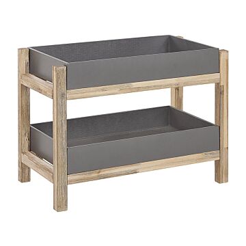 Shelving Unit Grey Faux Concrete Tray Removable Shelves Acacia Wood Legs Indoor Outdoor Storage Beliani