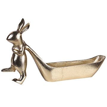 Trinket Dish Gold Metal Jewellery Ring Holder Tray Seasonal Easter Bunny Motif Decor Beliani