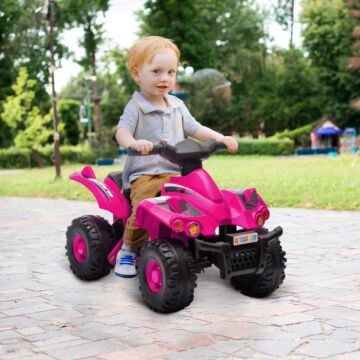 Aiyaplay 6v Kids Electric Quad Bike W/ Music, Forward Function, For 2-6 Years, Pink