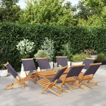 Vidaxl Folding Garden Chairs 8 Pcs Anthracite Fabric And Solid Wood