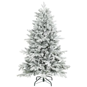 Homcom 5ft Flocked Christmas Tree With Hinged Realistic Tips, Wide Shape