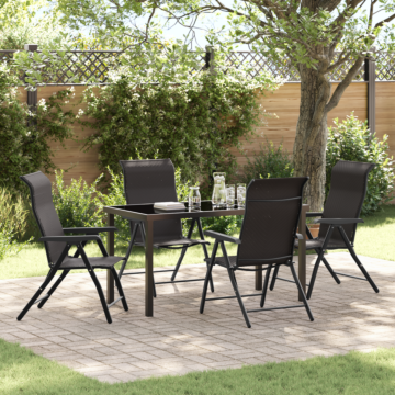 Vidaxl 5 Piece Garden Dining Set Black Poly Rattan