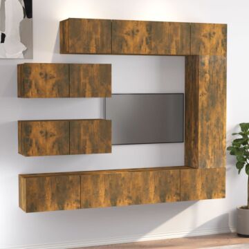 Vidaxl 7 Piece Tv Cabinet Set Smoked Oak Engineered Wood