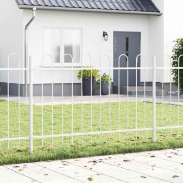 Vidaxl Garden Fence With Hoop Top - White - 13.6 X 1 M - Steel