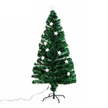 Homcom 5ft( 150cm) Green Fibre Optic Artificial Christmas Tree With Stars