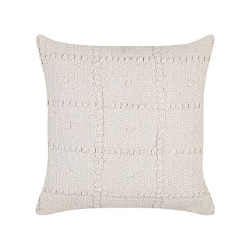 Decorative Pillow Beige Cotton 45 X 45 Cm Geometric Pattern Boho Design Throw Cushion Beliani