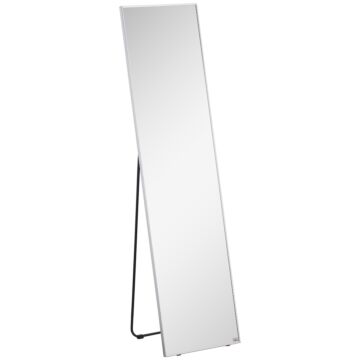 Homcom Full Length Mirror Wall-mounted, 160 X 40 Cm Freestanding Rectangle Dressing Mirror For Bedroom, Living Room, Black Frame