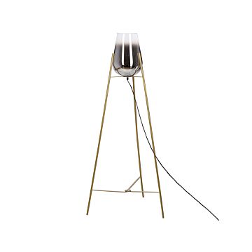 Floor Lamp Gold Steel Glass Smoked Shade Modern Glam Design Living Room Lighting Beliani