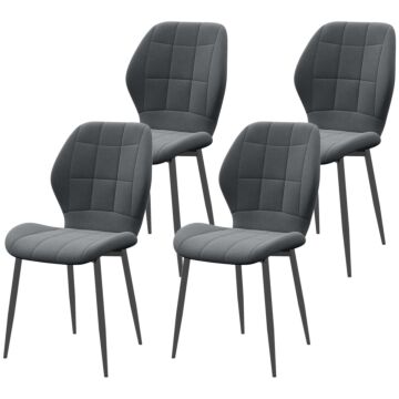 Homcom Set Of Four Flannel Relaxed Tub Dining Chairs - Dark Grey