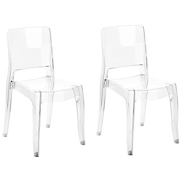 Set Of 2 Dining Chairs Transparent Synthetic Material Armless Stackable Modern Design Beliani