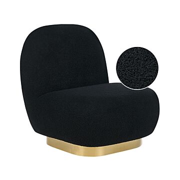 Armchair Black Boucle Fabric Soft Gold Base Contemporary Glam Art Decor Style Beliani
