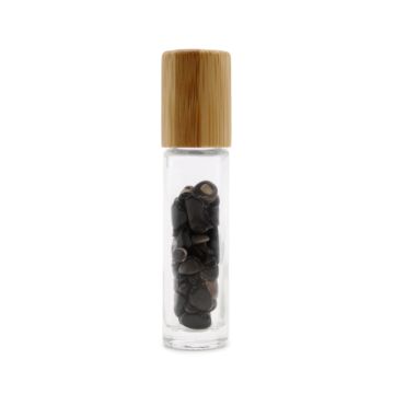 Gemstone Essential Oil Roller Bottle - Black Tourmaline - Wooden Cap