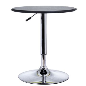 Homcom Adjustable Round Bistro Bar Table With Pvc Leather Top Steel Base Home Kitchen Dining Desk Black