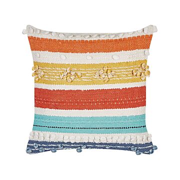 Decorative Pillow Multicolour Cotton 45 X 45 Cm Geometric Pattern Boho Design Throw Cushion Beliani