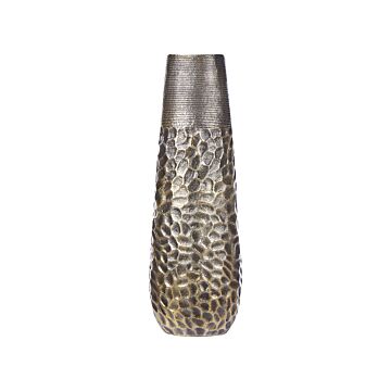 Decorative Vase Distressed Gold Metal 57 Cm Weathered Effect Textured Antique Style Beliani