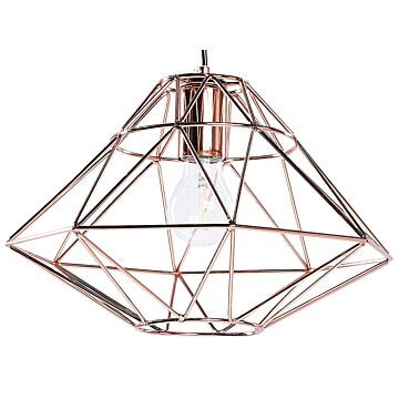 1 Light Copper Pendant Ceiling Cage Shape Geometric Metal Naked Wire Beliani