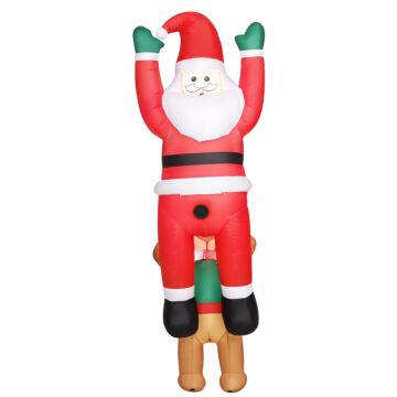 Outsunny 7ft Hanging Christmas Inflatable Santa With Dog, Christmas Blow Up Decoration With Built-in Led Lights For Garden, Indoor Outdoor Home Decor