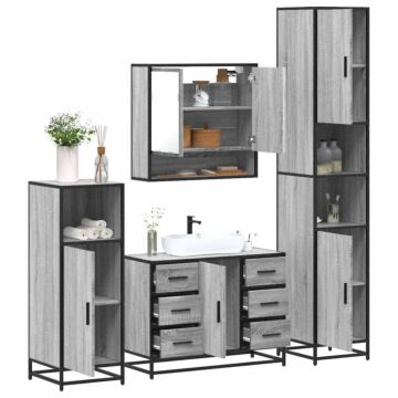 Vidaxl 4 Piece Bathroom Furniture Set Grey Sonoma Engineered Wood