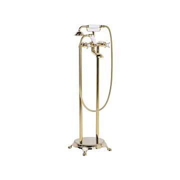 Bathtub Faucet Golden Brass Freestanding 98 Cm With Hand Shower Modern Beliani