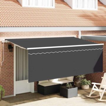 Vidaxl Retractable Awning Anthracite White Gray