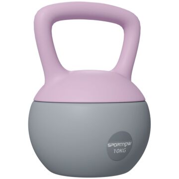 Sportnow Soft Kettlebell, 10kg Kettle Bell With Non-slip Handle For Home Gym Weight Lifting And Strength Training, Purple And Grey