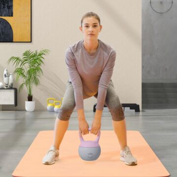 Sportnow Soft Kettlebell, 10kg Kettle Bell With Non-slip Handle For Home Gym Weight Lifting And Strength Training, Purple And Grey