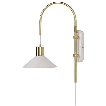 Wall Lamp White Gold Steel M 1 Light Lighting Cone Shade Modern Industrial Living Room Bedroom Beliani