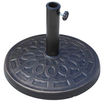 Outsunny 12kg Garden Parasol Base, Round Resin Sun Umbrella Base, Outdoor Umbrella Stand For 38mm Or 48mm Outdoor Umbrella Poles, Bronze Tone